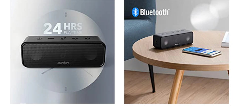 (EU Lager) Soundcore 3 von Anker, Bluetooth 5.0 Lautsprecher, 24 Std. Spielzeit, IPX7 wasserdicht, Stereo-Sound mit Titanmembran, Bas