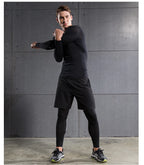 Kompressions-Laufshirt Herren Langarmshirt für Männer Sportbekleidung Schnelltrocknend Fitness T-Shirt Training Workout Muskelshirt