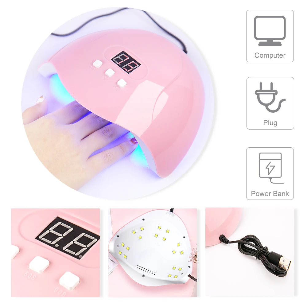 LIMEGIRL Gel-Nagellack-Kit UV Soak-off Gel Primer Polish Maniküre-Kit mit UV LED Lampe Trockner Semi-permanentes Gel-Nagellack-Kit