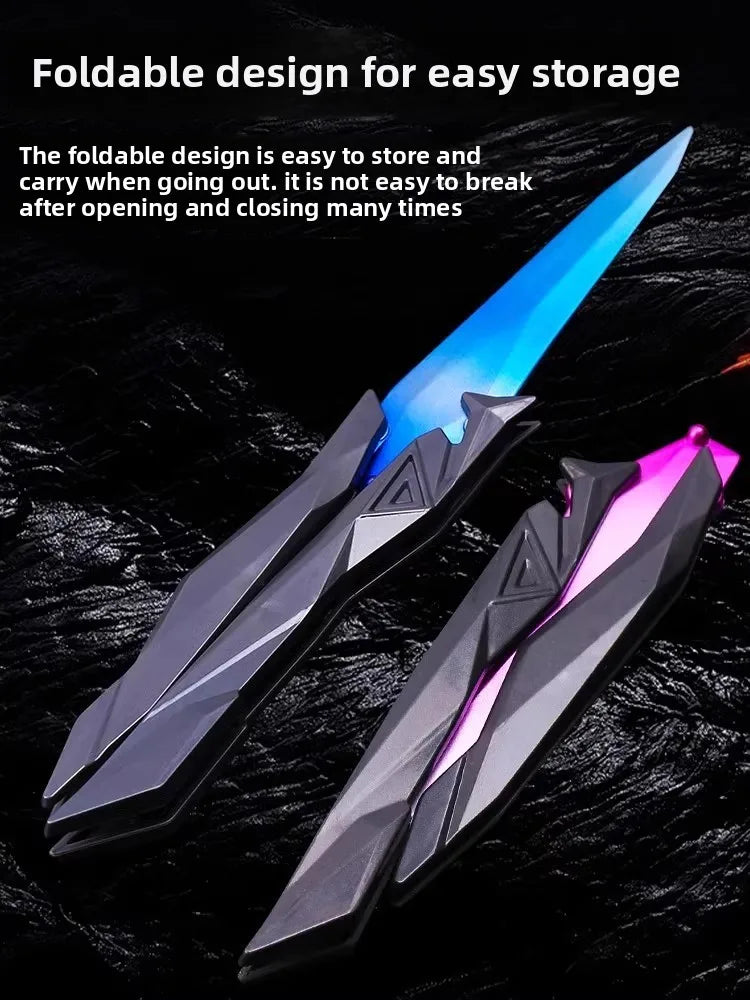 Taktischer Shooter faltbares Schmetterlingsmesser – 3D graviertes Sammlerstück tragbares Nahkampf-Ausrüstungsstück für Cosplay/Gaming-Zubehör Geschenke