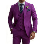 Herren 3-teiliger Slim Fit Anzug für Herren Zweireiher Hochzeits- Abschlussballanzug Formeller Business-Dinner-Smoking