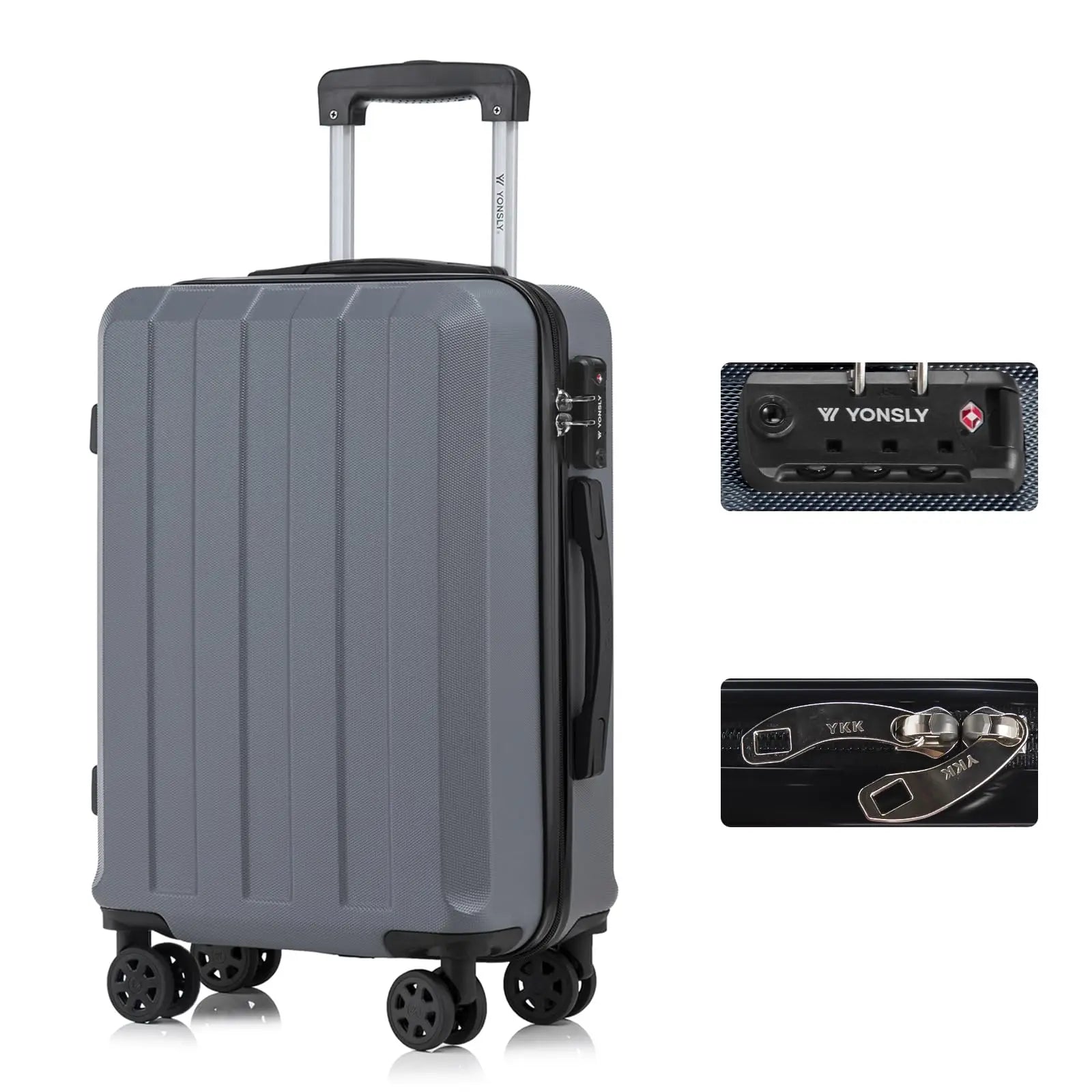 YONSLY Hartschalenkoffer 20/24/28 Zoll mit TSA-Schloss YKK-Reißverschluss 4 leise 360°-Rollen Netzfach Trolley Rollgepäck Handgepäck Koffer für Geschäftsreisen, Urlaube, Familienausflüge und Wochenendtrips