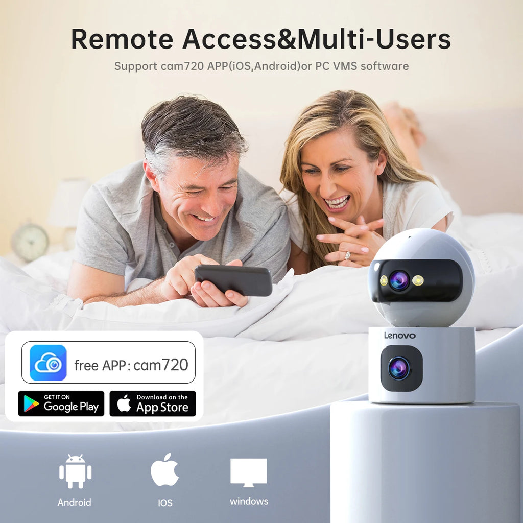 Lenovo 8MP HD IP Kamera Dual-Objektiv Babyphone 5X Zoom Farb-Nachtsicht Menschliche automatische Verfolgung Video Smart Home Kamera