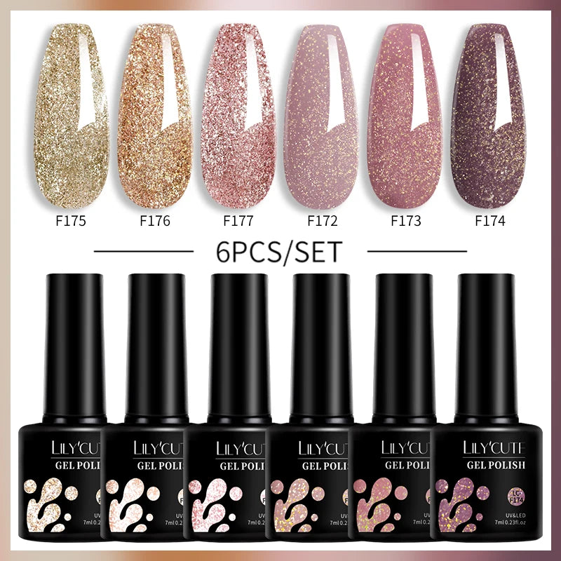 LILYCUTE 6PCS Gel-Nagellack-Set Sommer Neon Nagellack-Gel-Kits für DIY Nagel Semi-Permanenter UV-Lampe Gellack Nagellack-Set