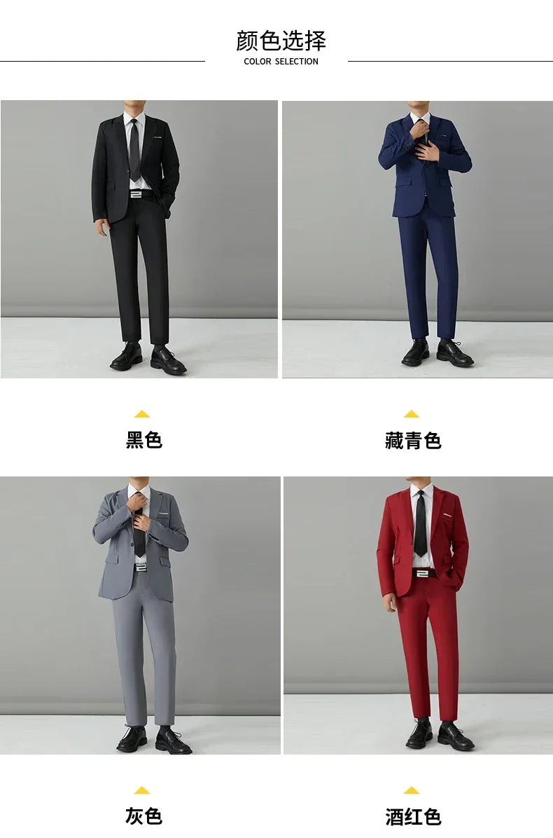 S-8XL Anzug Herrenmode Casual Outdoor (Blazer + Hose) Gentleman Business Hochzeit Slim-fit Formeller Britischer Stil Hochzeitsanzug