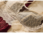 SuyaDream, Damen Spitzen-BH-Set, Futter aus echter Seide, dünne geformte Cups, ohne Bügel, transparente Unterwäsche aus Mesh, gemütliche Dessous 2025