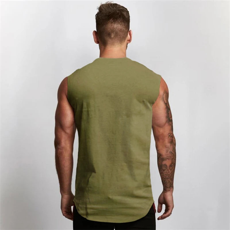 Sommer Baumwolle atmungsaktive V-Ausschnitt Tank Tops Fitnessstudio Workout Laufen Sport Ärmelloses Shirt Herren Fitness Bodybuilding Muskelbekleidung