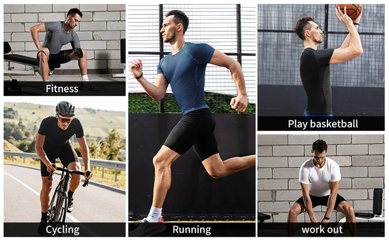 Grafische Kompressionsshirts für Herren, athletisch, schnell trocknend, Rash Guard, dehnbar, Baselayer, Unterhemden, Fitnessstudio, Workout, Lauf-T-Shirt-Oberteile