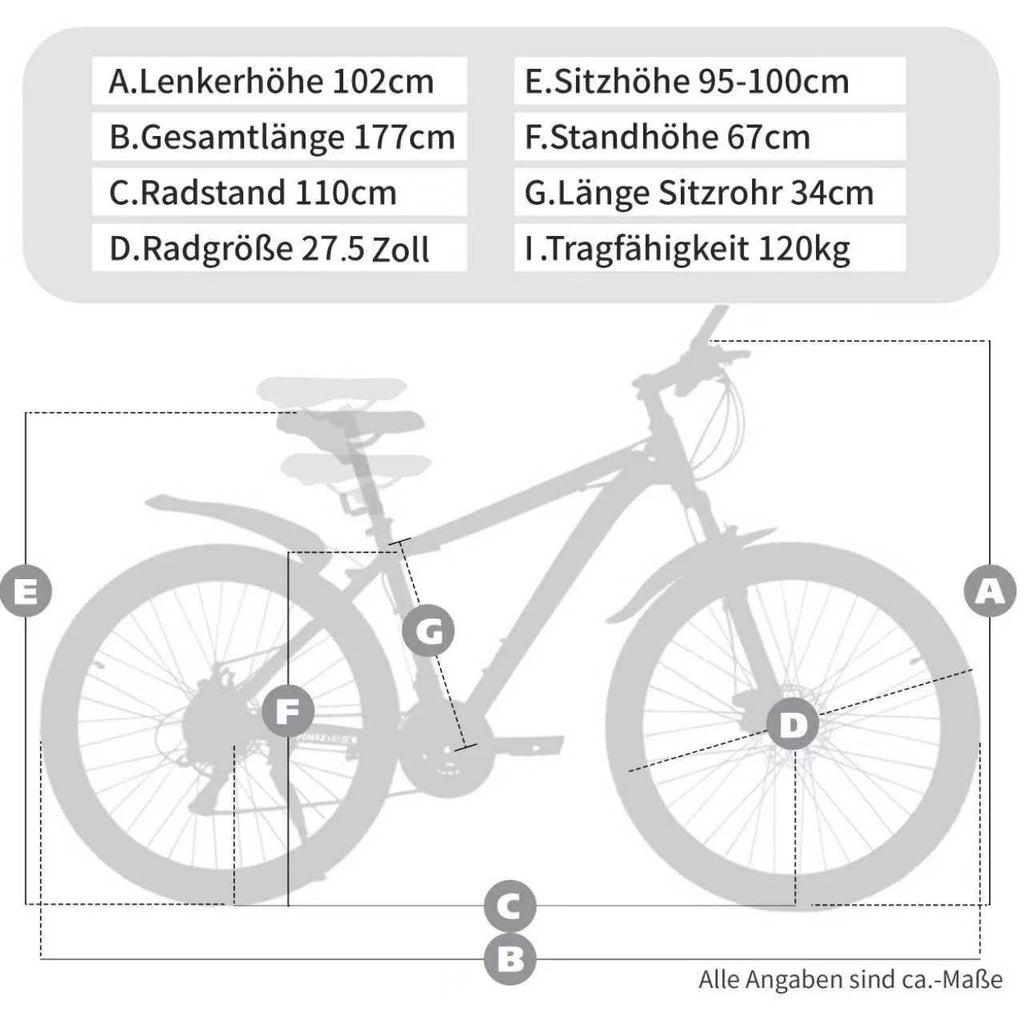 Vankel 27,5 Zoll Mountainbike für Erwachsene, 21-Gang-Schaltung, Dual-Scheibenbremsen, All-Terrain-Fahrrad für Herren & Damen Fahrradgeschenke