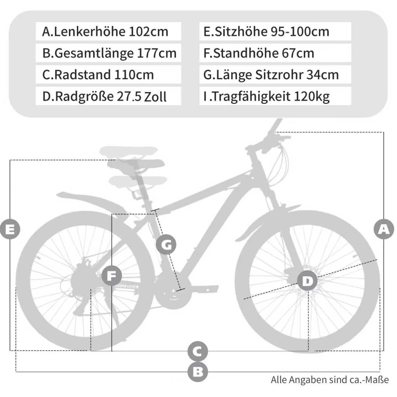 Vankel 27,5 Zoll Mountainbike für Erwachsene, 21-Gang-Schaltung, Dual-Scheibenbremsen, All-Terrain-Fahrrad für Herren & Damen Fahrradgeschenke