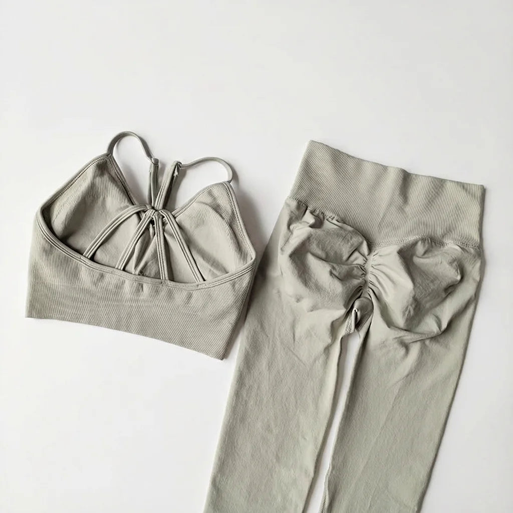Nahtloser Yoga-Anzug für Damen, hohe Taille, Sport-BH, Leggings, Fitnessstudio-Set, Fitness-Anzug, Workout-Leggings-Set, Pilates-Sportbekleidungs-Outfit