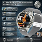 GPS Smart Watch for Men 2G ROM GPS Offline Maps Waterproof Swim Hiking Fitness Tracker Sleep SpO2 Rugged Durable Smartwatch GPS