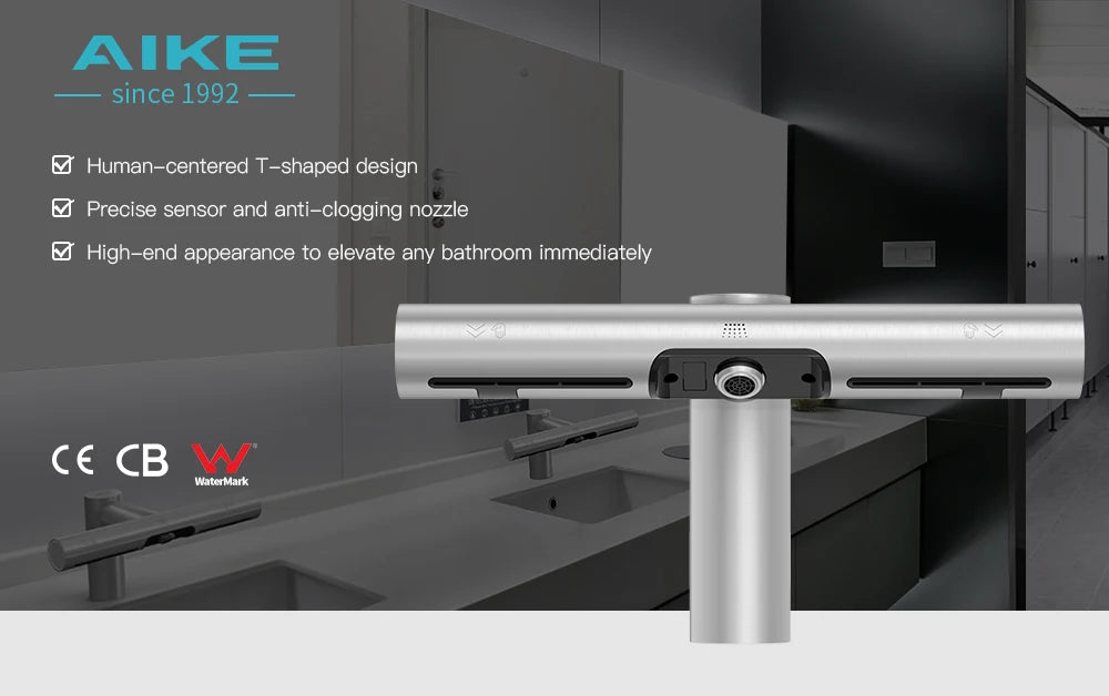 AIKE 2-in-1 Automatic Sensor Tap Hand Dryer Stainless Steel Integrated Basin Faucet High Speed Air Hand Drying Device AK7120