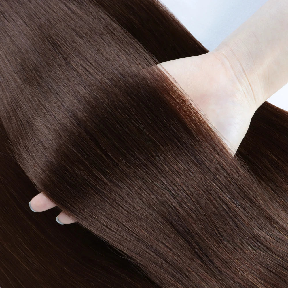 Clip-in Echthaar Extensions Glatt 100% Remy Echthaar Clip-in Extensions Unsichtbare Nahtlose Clip-ins Haarverlängerung 8 Stück Natur