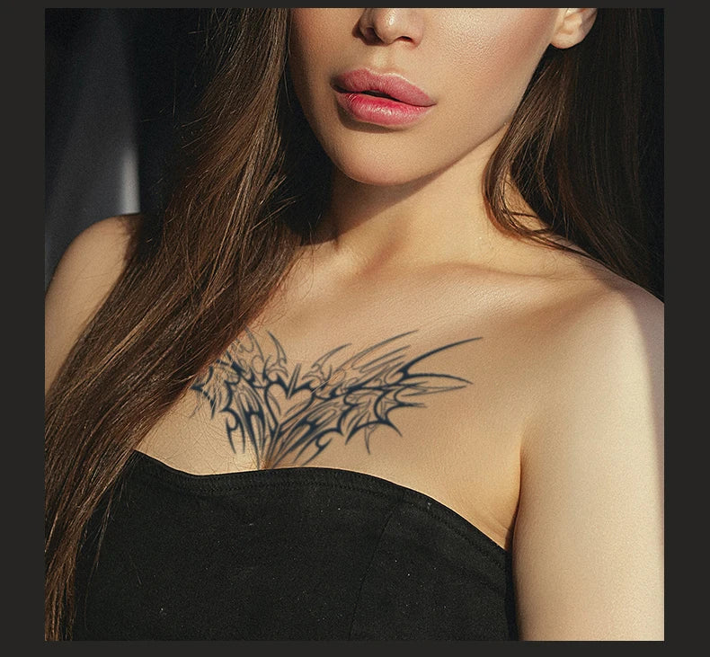 1 Stück charmante Tattoo-Aufkleber, wasserdicht, haltbar, ein bis zwei Wochen, für Mädchen, Bauch, Brust, Rücken, Taille, nicht reflektierend, Dornen-Cyan