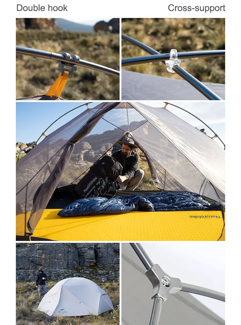 Naturehike Mongar UL 2 Zelt 2 Personen Trekkingzelt 20D Ultraleichtes Reisezelt Wasserdichtes Wanderzelt Überlebenszelt Outdoor Camping Zelt