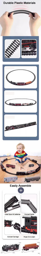 Klassische Eisenbahn Güterzug Spielzeug Elektrische Eisenbahn Schienenset mit Licht Schienen Modell Spielzeug für Kinder Geschenk Kinder Erwachsenen Spielzeug