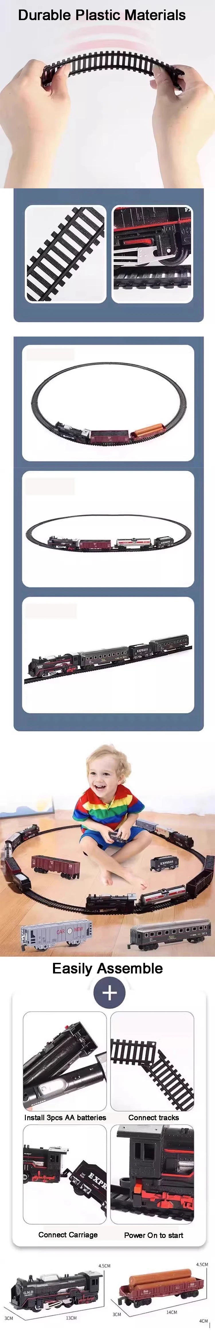 Klassische Eisenbahn Güterzug Spielzeug Elektrische Eisenbahn Schienenset mit Licht Schienen Modell Spielzeug für Kinder Geschenk Kinder Erwachsenen Spielzeug