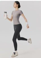 Frühlings- und Sommer-Yoga-Kleidung, kurzärmlig, nackt, eng anliegend, Fitness-Kleidung für Damen, Outdoor-Laufen, Training, Sport-T-Shirt