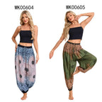 Damen Boho Weite Hosen Haremshose Erwachsene Hohe Taille Yoga Loose Laternenhose Atmungsaktive Strandhose Urlaub Bedruckte Jogger
