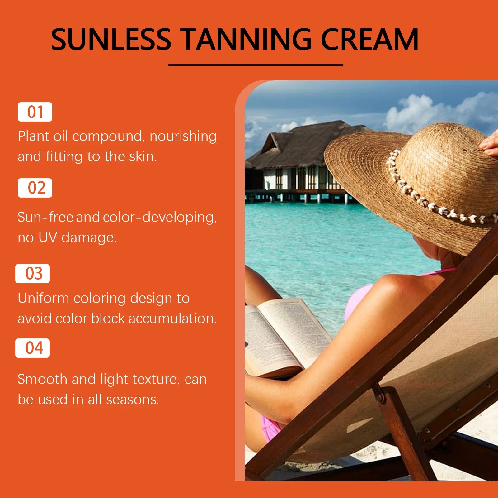 Selbstbräunungslotion Sommeranhaltende Körperbräunungsbeschleuniger Intensive Bräunung Natürlicher Glanz Reparatur Solarium Selbstbräuner Creme