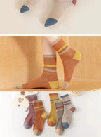 5 Paar gestreifte Socken für Damen, bequem, weich, mittellang, Winter, Harajuku, lustige Freizeitsocken, Damenstrümpfe, Strumpfwaren