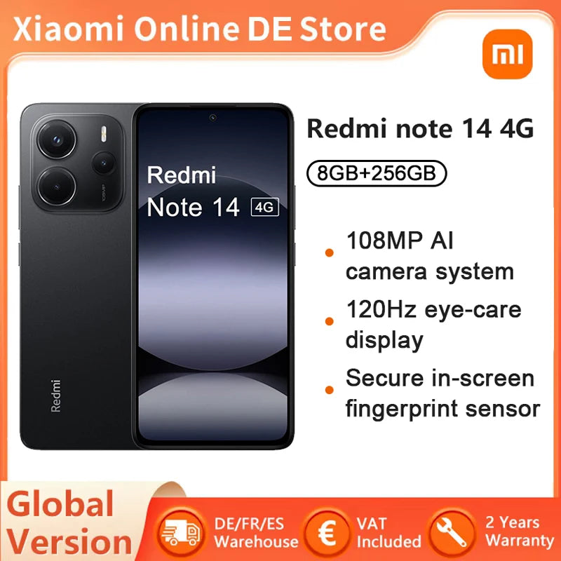 Globale Version Redmi Note 14 4G Smartphone MediaTek Helio G99-Ultra NFC 108 MP Kamera 6,67 Zoll AMOLED Display 5500 mAh Akku Hauptbild