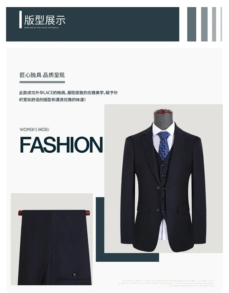 S-7XL Anzug Neu (Sakko + Weste + Hose) Koreanische Version der Slim-Fit-Arbeitskleidung Mode Business Herren Freizeit Hochzeits Gentleman-Anzug