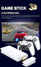 4K HD 64G Videospielkonsole: M15 Game Stick mit über 40.000 klassischen Arcade-Spielen, zwei kabellose Gamepads, Zwei-Spieler-TV-System