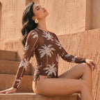 Damen Zweiteilige Bademode Langarm Mesh Badeanzug UPF 50+ Hohe Elastizität Gepolstert 2026 Neuer Strand-Badeanzug Beachwear