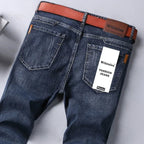 2024 Gerade, normale blaue Stretch-Jeans Frühling Herbst Herren Klassische Jeans Business Fashion Smart Jeans für Herren