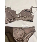 Vorderer Schnallen-Push-up-BH für Damen Dessous-Set Sexy Satin-Mesh Halb-Cup Kabelloser Lift-BH-Set mit verstellbaren Trägern Größe S-XL