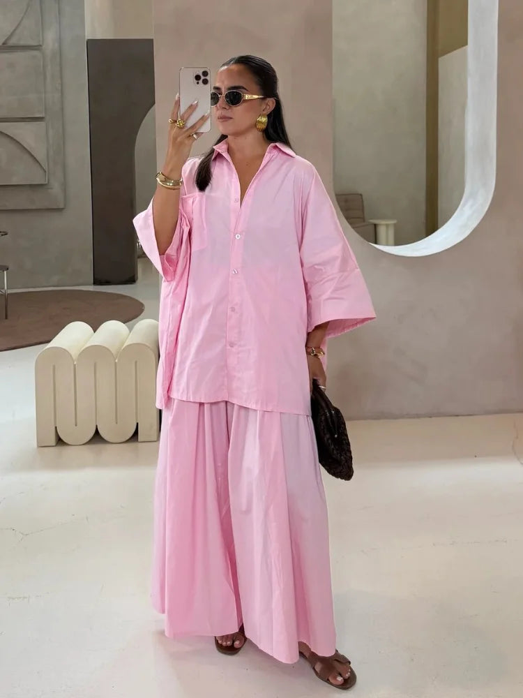 Damen Anzug mit Revers, langen Ärmeln, chic, einreihig, weites Bein, lange Hose, Sets 2026, lässiges, lockeres Outfit für den Alltag