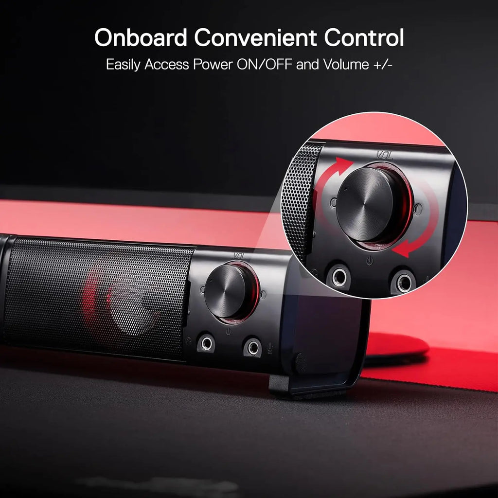 Redragon GS550 PC Gaming Lautsprecher 2.0 Kanal Desktop Computer Soundbar Qualität Bass & Anständige rote Hintergrundbeleuchtung