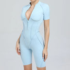 Damen-Trainingsanzug Fitness-Workout Sportkleidung Outfit Reißverschluss-Jumpsuit Yoga Fitness Overall Set Offene Rücken Bodysuits Anzug für Damen
