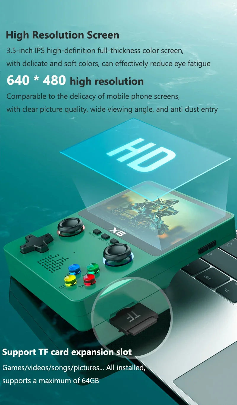 Retro Handheld-Spielkonsole 3,5 Zoll IPS-Bildschirm Dual 3D Joystick 11 Simulatoren GBA Videospiel-Player 10000+ Spiele als Geschenk für Kinder