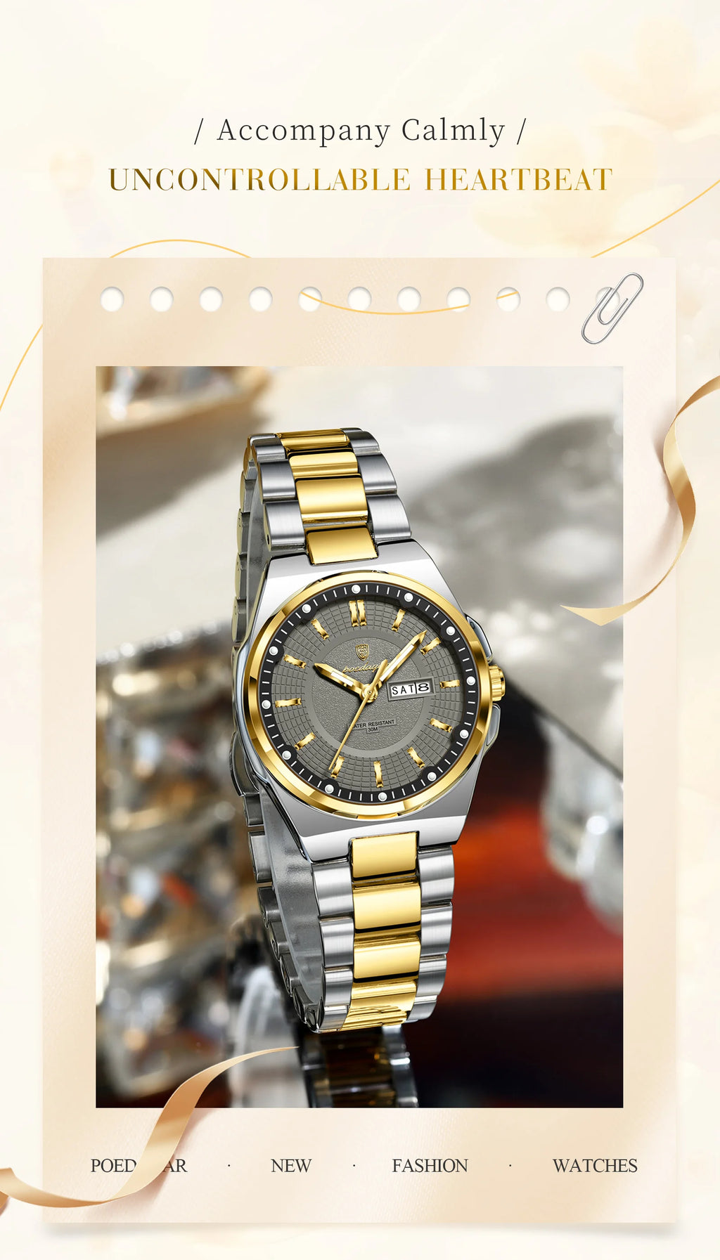 POEDAGAR Fashion Damen-Armbanduhr, Top Elegant, Woche, Datum, Damen-Uhr, Quarz, Edelstahl, Leuchtend, Wasserdicht, Damenuhren, Reloj
