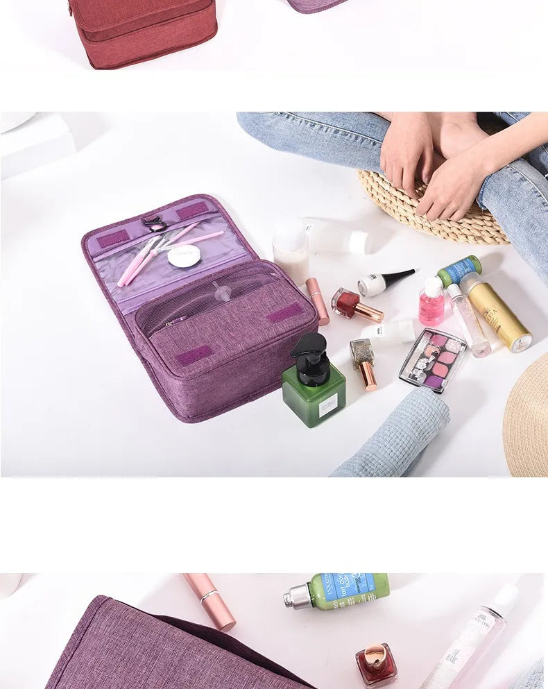 Hochwertige Make-up-Taschen für Damen Reise-Kosmetiktasche Kulturbeutel Wasserdichter Organizer Neceser Hängende Badezimmer-Waschtasche