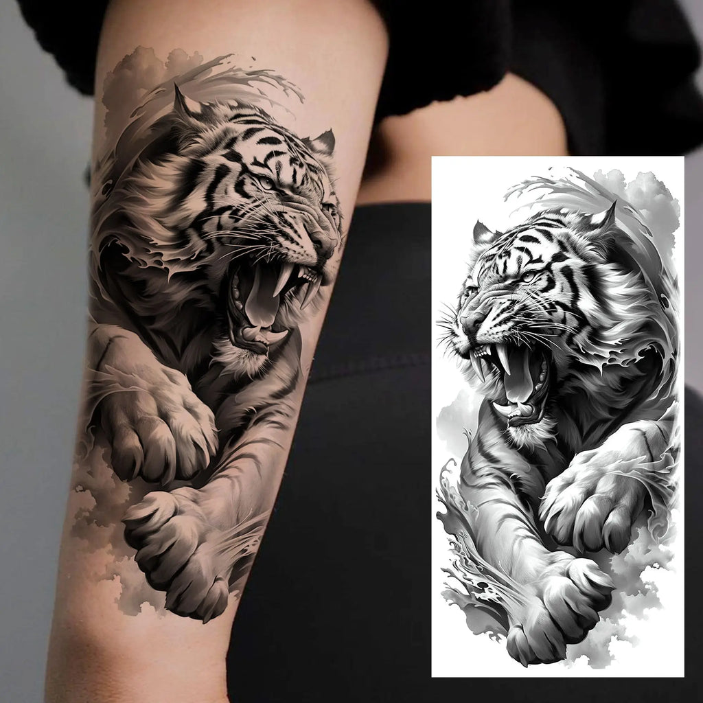 1 Blatt Kobra Schlange Drache Skorpion Temporäre Tattoos für Männer Frauen Wasserdicht Langlebig Löwe Tiger Wolf Fake Tattoo Aufkleber