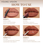 4tlg. Set Langanhaltendes Wasserdichtes Lippen-Make-up-Kit – Weicher, geschmeidiger cremiger Lippenstift & Lipgloss Lip Oil Set