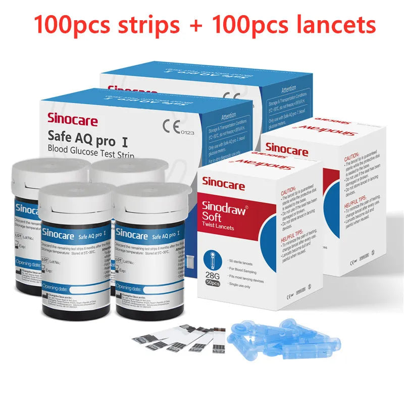 Sinocare Safe AQ pro Ⅰ Blutzuckermessgerät Glucometer Kit Diabetes Tester Medizinisches Blutzuckermessgerät oder nur Teststreifen Lanzetten