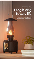 Retro Lampen-Stil Kabelloser Bluetooth-Lautsprecher mit Tragbarem FM-Radio und USB-Anschluss Bluetooth 5.3 Geeignet für Camping, Heimdekoration