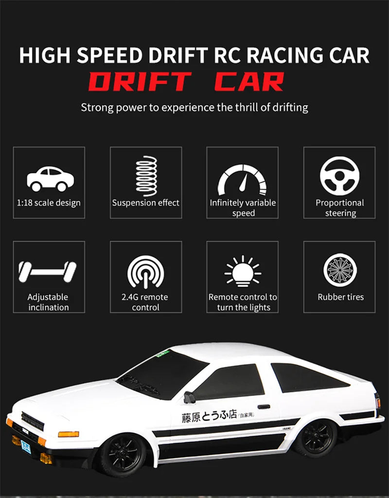 Skymaker AE86 Modell LD1801 RX-7 FC LD1802 1:18 RC Drift Car 1/18 2.4G Fernbedienung ESP Gyroskop LED Mini RC Rennwagen Spielzeug