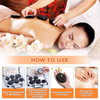 HEISSE STEINMASSAGE-SET - Professionelle Spa-Massagegeräte - Für Nacken, Rücken, Bauch, Beine & Ganzkörpermassage