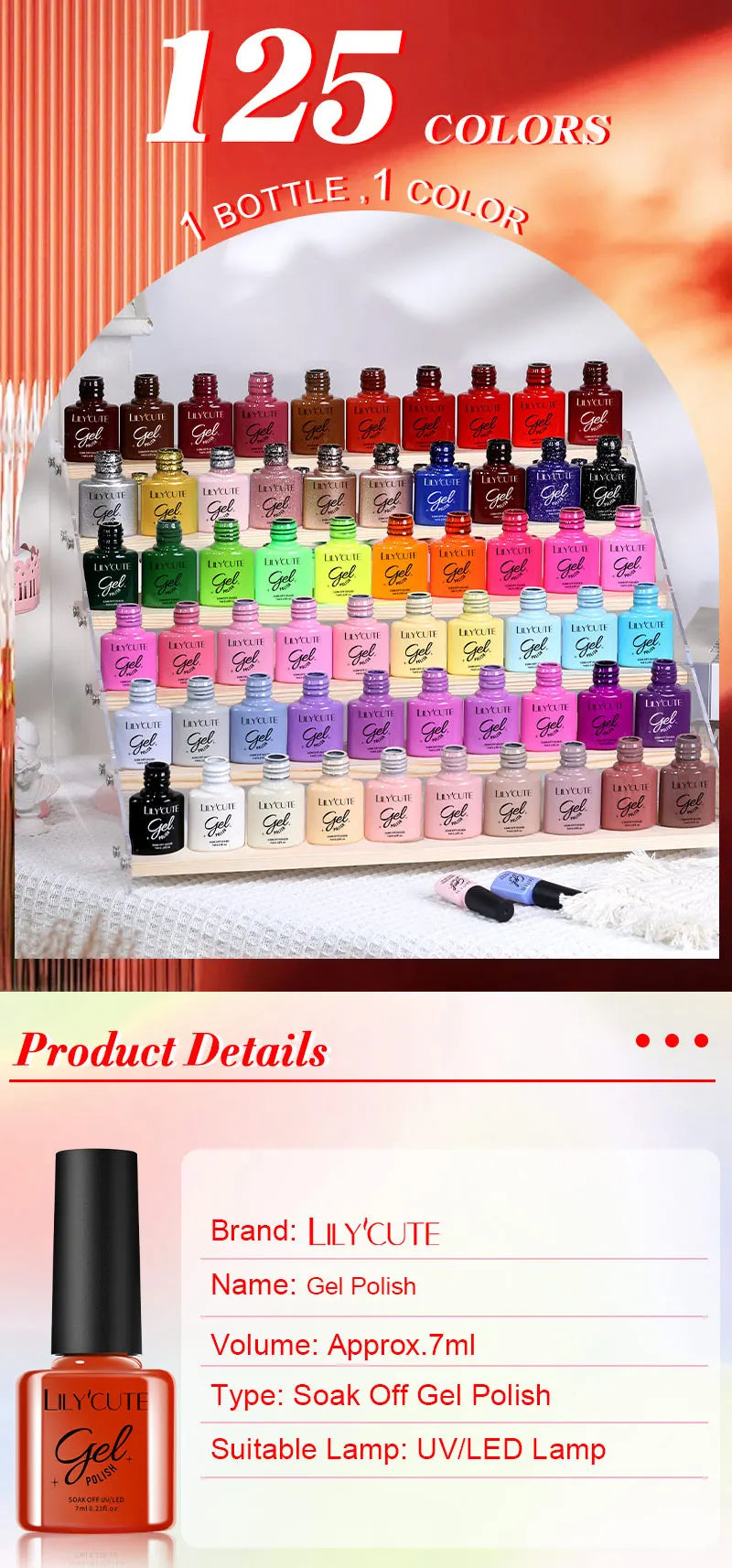 LILYCUTE 6PCS Gel-Nagellack-Set Sommer Neon Nagellack-Gel-Kits für DIY Nagel Semi-Permanenter UV-Lampe Gellack Nagellack-Set