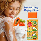 3 Stück Papaya-Seife Reinigende und feuchtigkeitsspendende handgemachte Seife zum Baden, Gesichtwaschen und zur Hautbefeuchtung