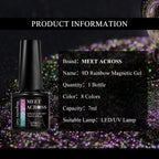 MEET ACROSS 3Pcs/Set 9D Cat Magnetic Gel Nail Polish With Magnetic Stick Semi Permanent Soak Off Nail Art UV LED Gel Varnish Kit