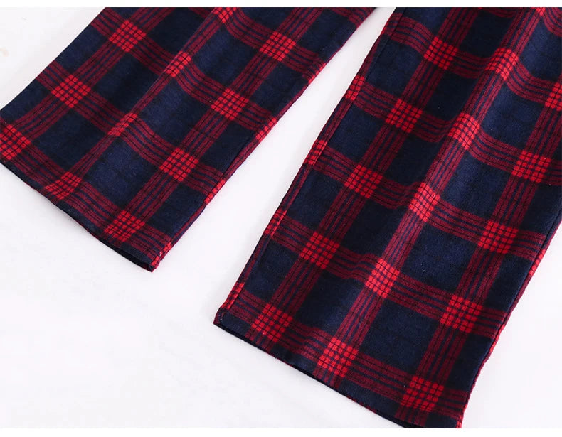 Herren-Hausanzüge Langärmelige Hosenanzüge für Herbst und Winter Pyjamas für Herren Flanell Kariertes Design Pyjamas für Herren