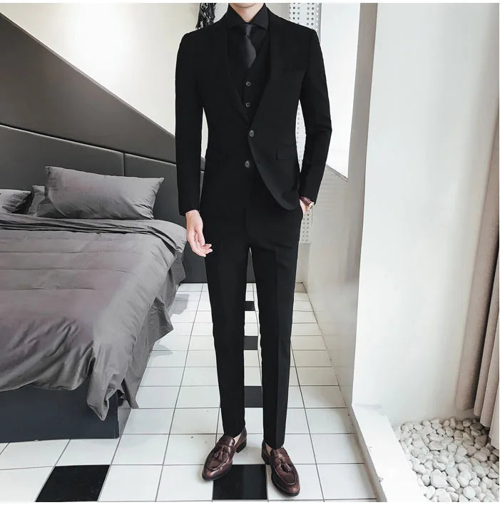 Neue Anzüge (Blazer + Weste + Hose) Herrenmode Business Hochzeit Gentleman Voller Professioneller Interview Formeller Freizeit Anzug