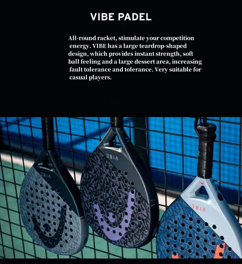 HEAD 2025 NEU Tennis-Padel-Schläger VIBE Serie Carbonfaser Eva Memory Flex Schaumstoffkern Padel-Tennisschläger Leichtgewicht